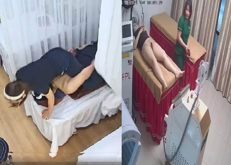 Lộ Clip Hot 18+ Hack Camera Tiệm Spa Nhân Viên Cạo Lông Bím Cho Khách